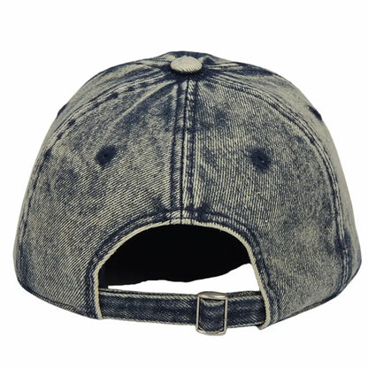 Vintage Wash Denim Large Snapback Cap Flat Brim Skateboard Hat