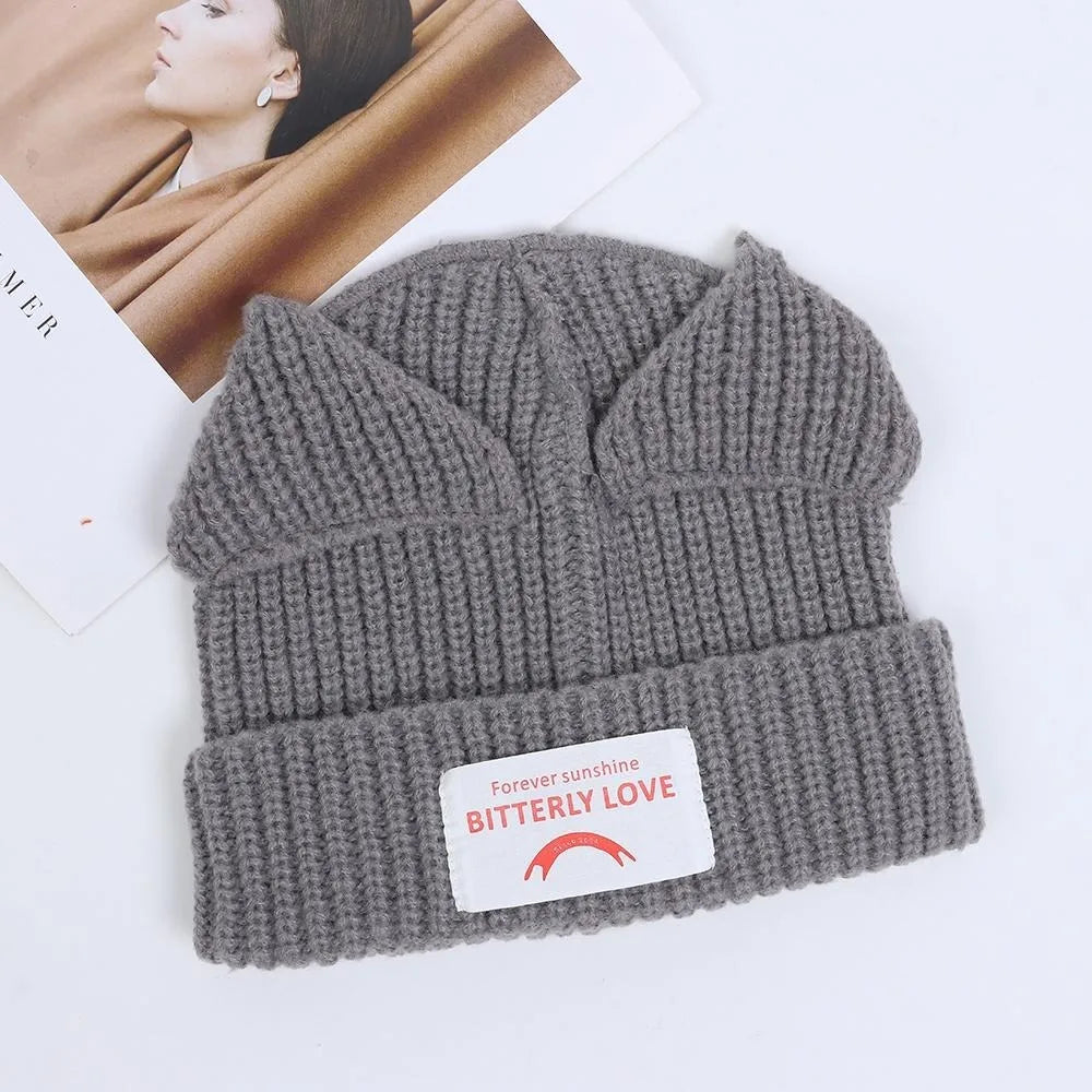Loverboy Cat Ear Knit Hat Hooded Cap