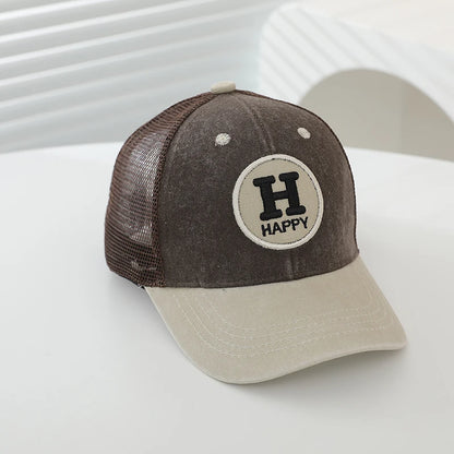 New Outdoor Letter H Children's Hats Summer HAPPY Mesh Baseball Cap Unisex Duck
