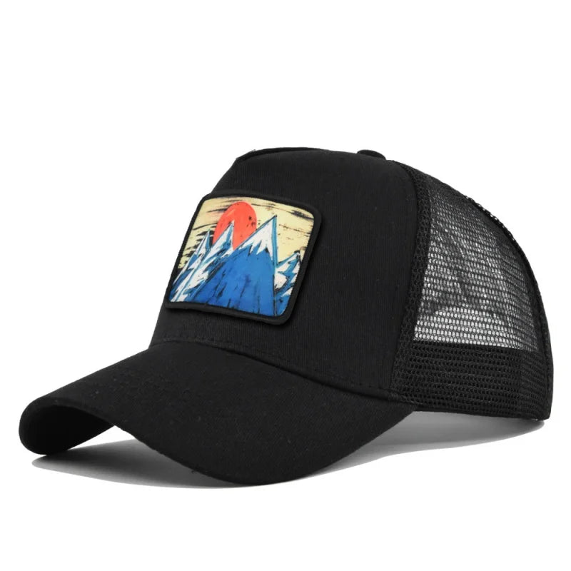 Letter Mesh Breathable Hat Women Men Embroidery Blocking Baseball Cap