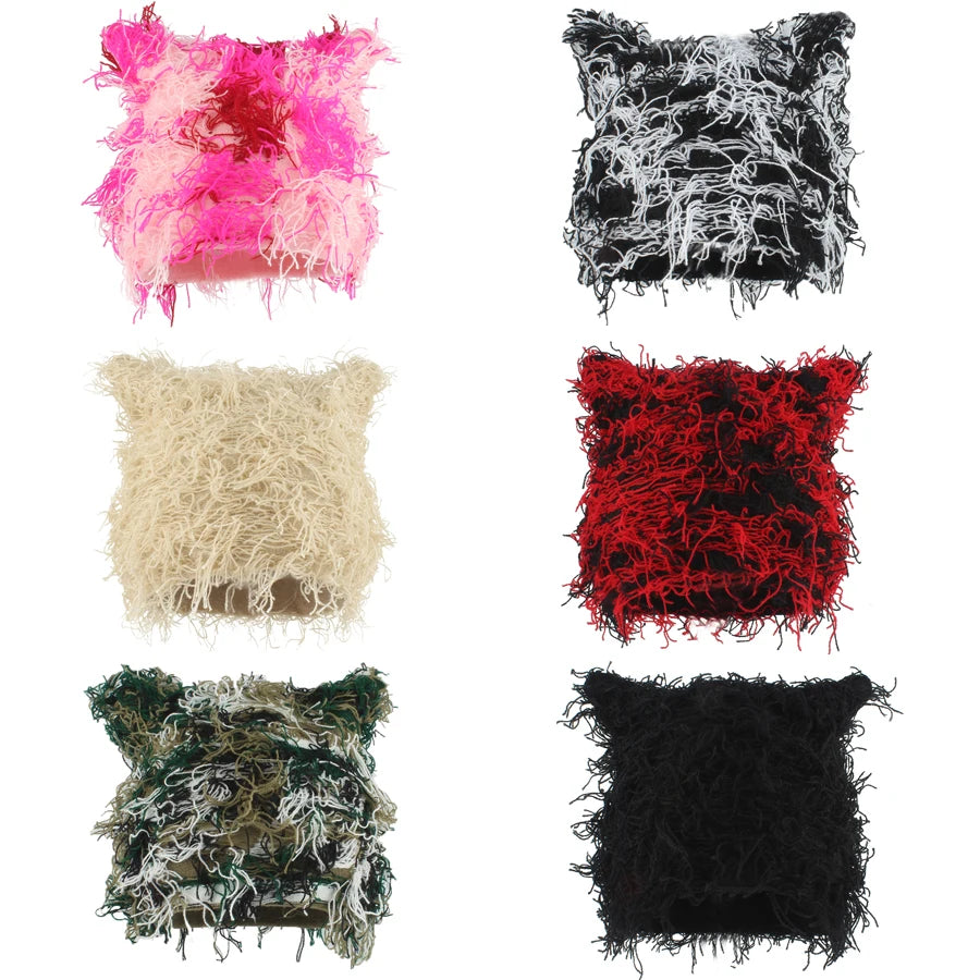 Autumn Winter Hats For Women Cute Cat Ears Knitted Hat Unisex Fashion Street Punk Caps