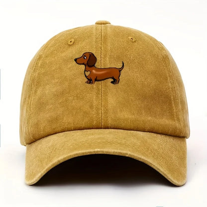 Cute Sausage Dog Pattern Printed Baseball Hat with Snap Button Lightweight Valentine's Day Gift