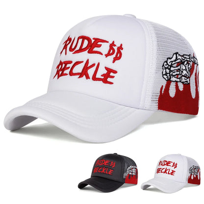 Unisex Rude Reckle Letter Embroidery Baseball Net Caps Spring Summer