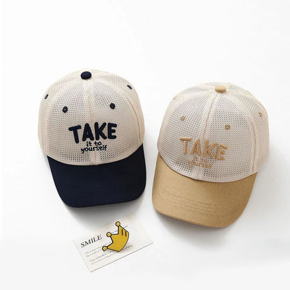 Letter Embroidered Baseball Cap For Kids Summer Sunscreen Mesh Hat Boy Girl Toddler Outdoor Breathable Sun Hats