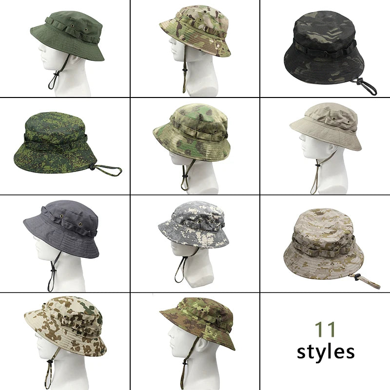 Men's Panama Hat Bucket Hat Tactical Sunscreen Camouflage Outdoor