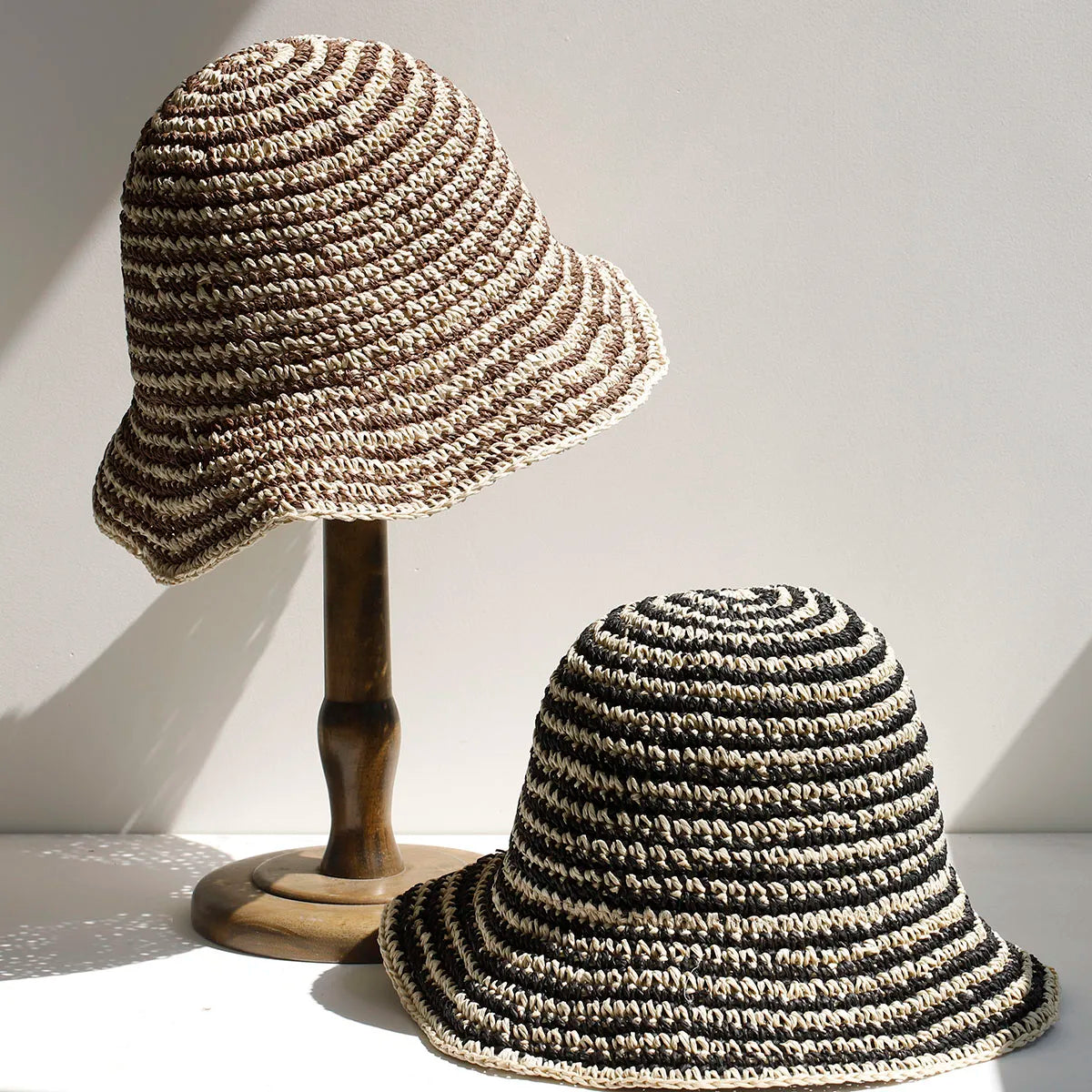 Women Beach Panama Straw Dome Bucket Hat