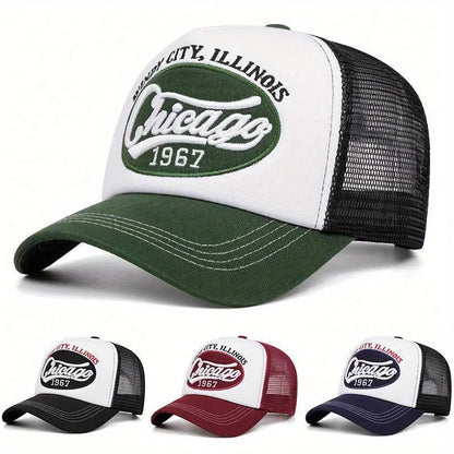 1967 Letter Embroidered Baseball Cap Breathable Mesh Truck Driver Cap