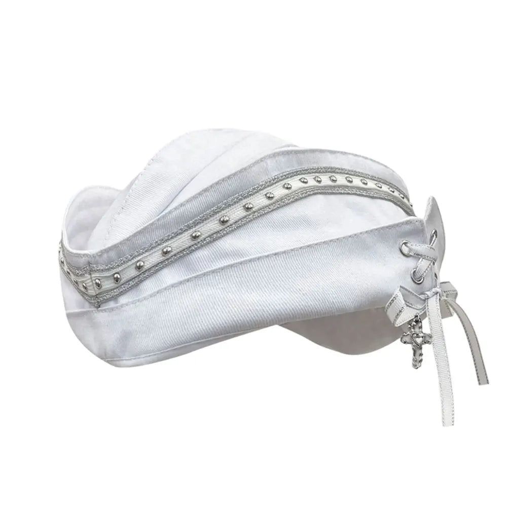 Black Studded Beret Cap Personality Retro Painter Hats