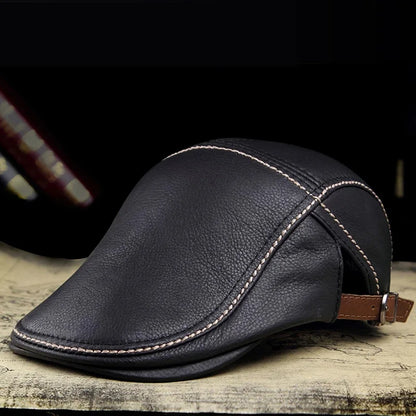 2025 Spring Man Genuine Leather Cowhide Beret Hats
