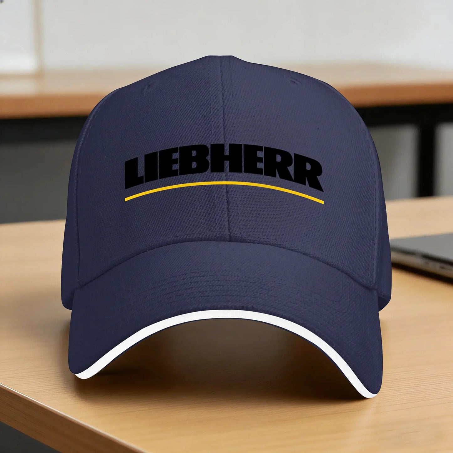Casual Baseball Cap White Yellow Liebherr Letters