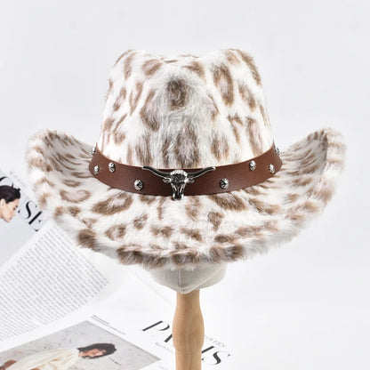 Winter Fluffy Faux Fur Fedora Hats For Women Men