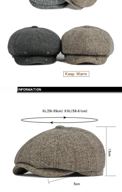 Men Berets Autumn Winter Cap Hat Thick Warm Men Beret Cap Male Vintage