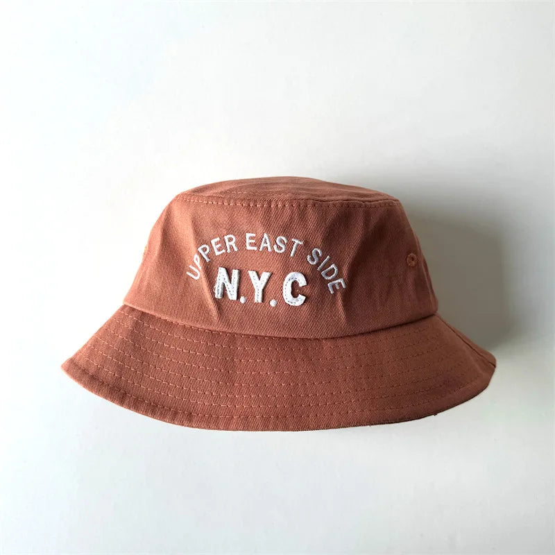 Spring Girls Embroidery Letters Wide Brim Children Sun Hat