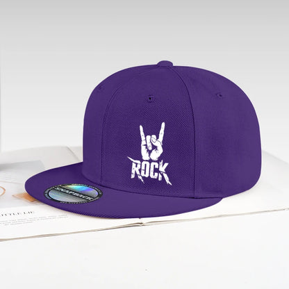 Cool Rock Hand Printed Black Snapback Cap