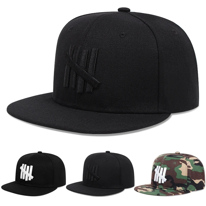 New Five Bar Embroidered Simple Classic Flat Edge Hat Street Hip Hop Hat Outdoor Sunshade Hat Baseball Hat