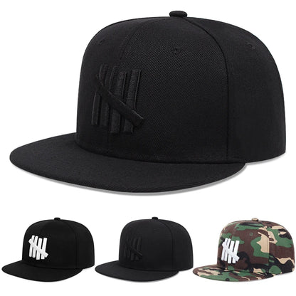 New Five Bar Embroidered Simple Classic Flat Edge Hat Street Hip Hop Hat Outdoor Sunshade Hat Baseball Hat