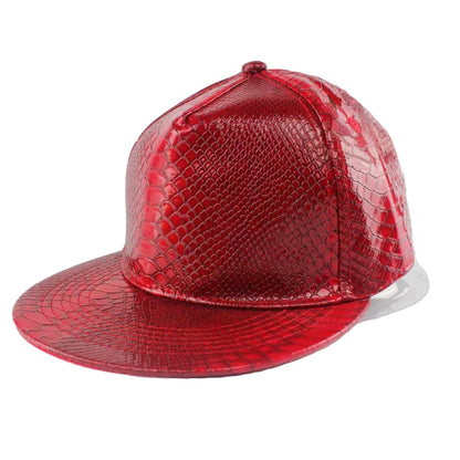 Solid Color Shiny Crocodile Leather Pattern Flat Edge Baseball Cap