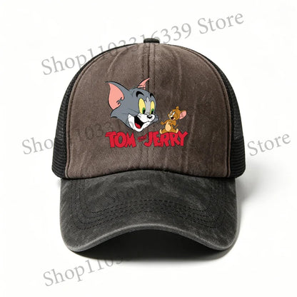 New Tom and Jerry Retro Hat Cartoon Baseball Cap Man Women Adjustable Baseball Hat Children Cute Sun Hat