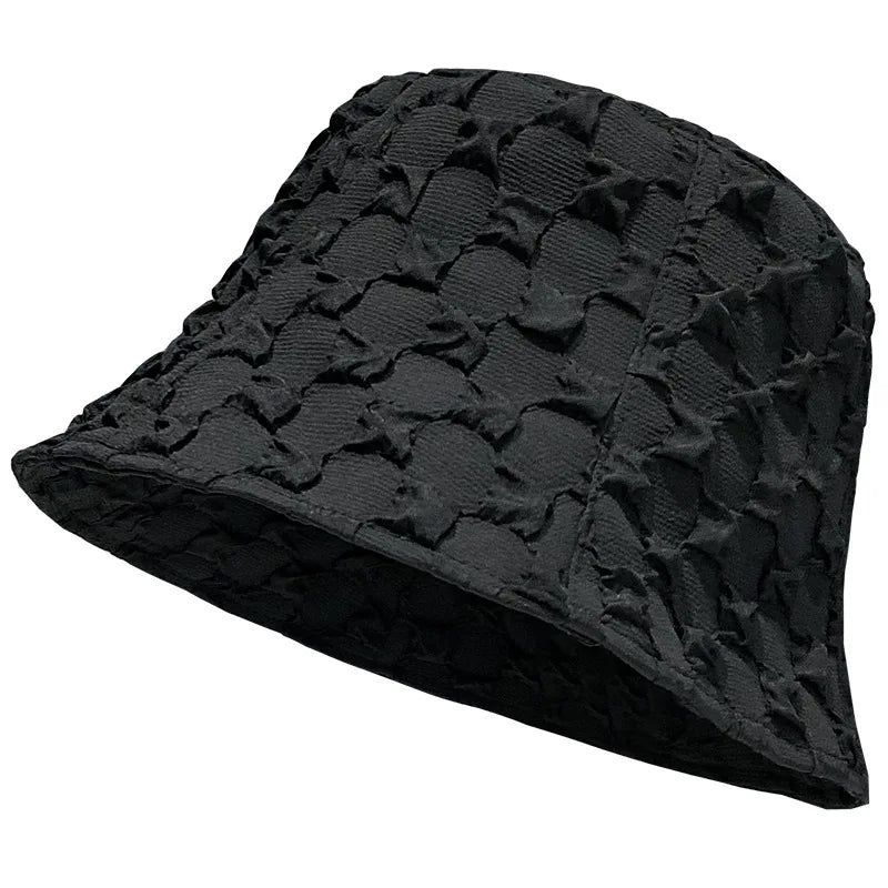 Stylish Niche Bubble Check Fisherman Hat Bucket Hat