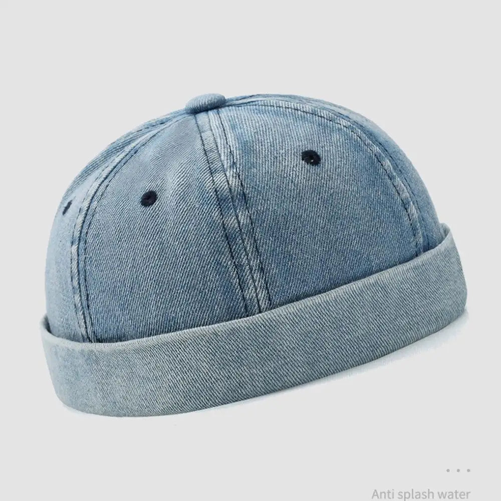 Fashion Cotton Brimless Hat Men Women Adjustable Docker Cap Retro Skullcap Melon Cap