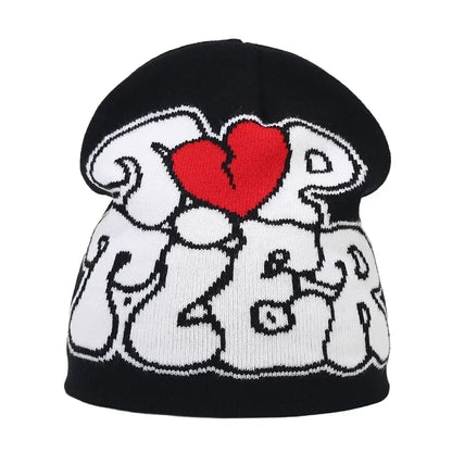 Y2K Letter Knitted Winter Autumn Beanie Cap Men Women