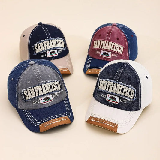 1pc Vintage Letter Print Baseball Cap,DistressFashion Minimalist Dad Hat