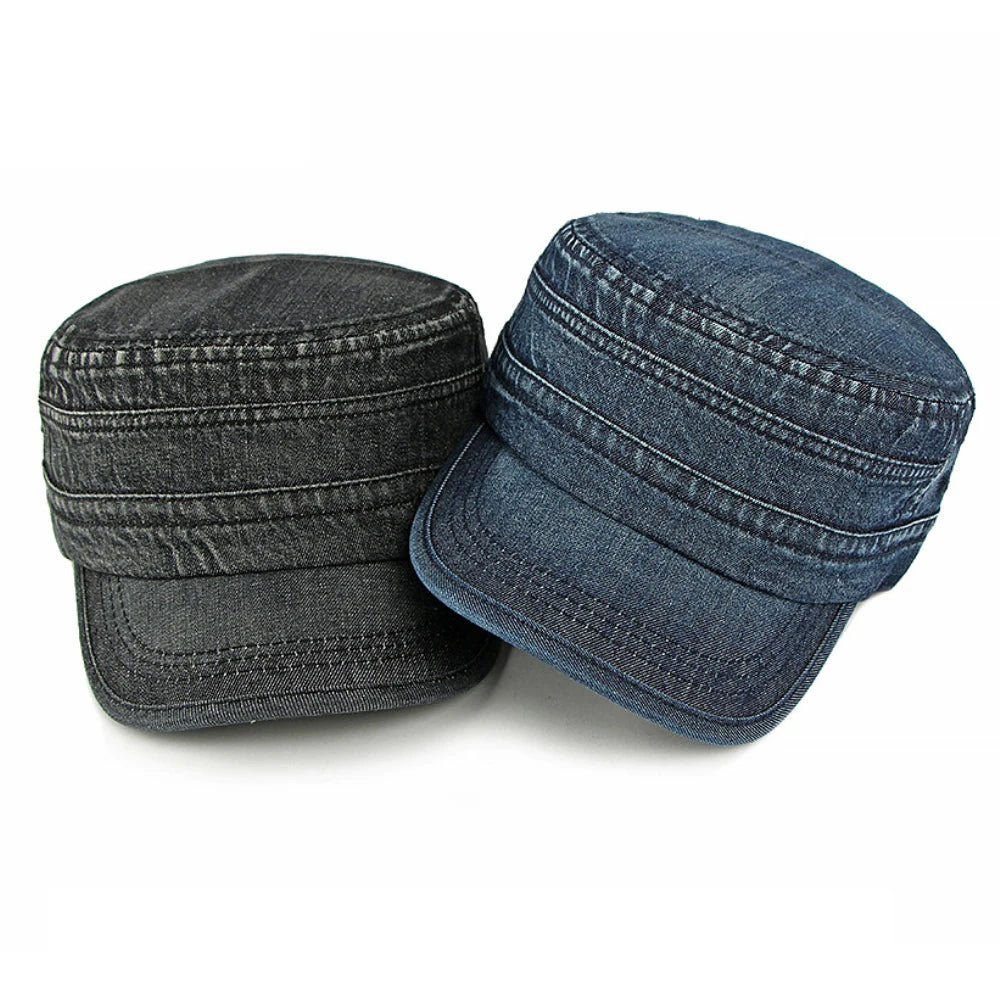 Cotton Denim Baseball Hat Male Female Adjustable Army Military Flat Top Cap