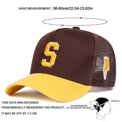 Unisex S Letter Embroidery Side Lightning Baseball Net Caps Spring Summer