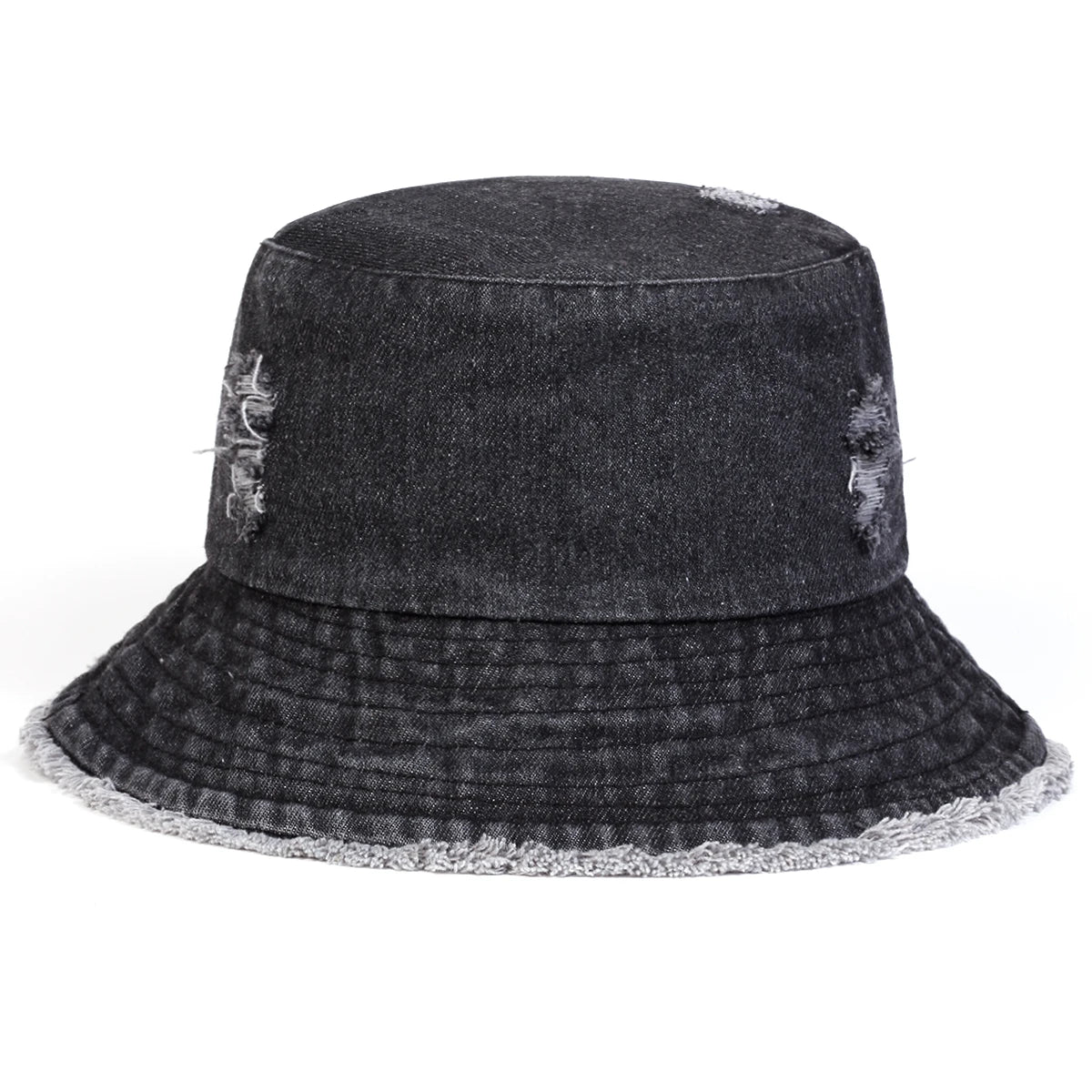 Unisex Solid Color Distressed Cowboy Bucket Hats