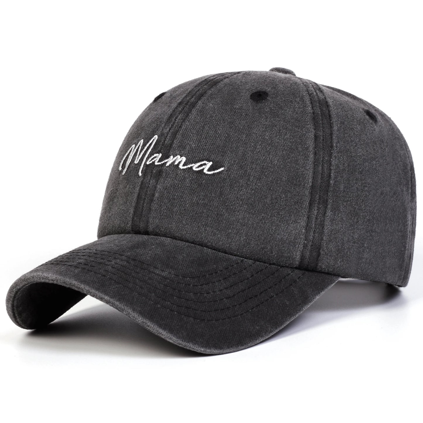 Unisex Mama Papa Letter Embroidery Washed Baseball Cap Spring Autumn