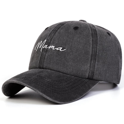 Unisex Mama Papa Letter Embroidery Washed Baseball Cap Spring Autumn