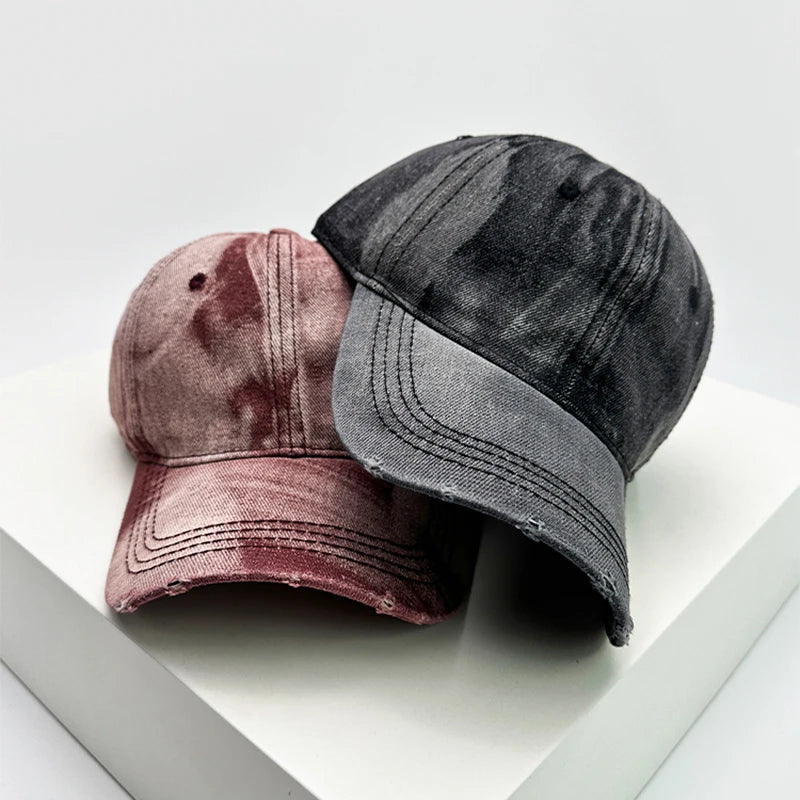 New Men Women Gradient Retro Distress Baseball Hats