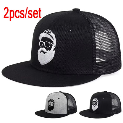 Unisex Uncle Beard Embroidery Hip Hop Net Hats Outdoor Adjustable Casual Baseball Caps Sunscreen Hat