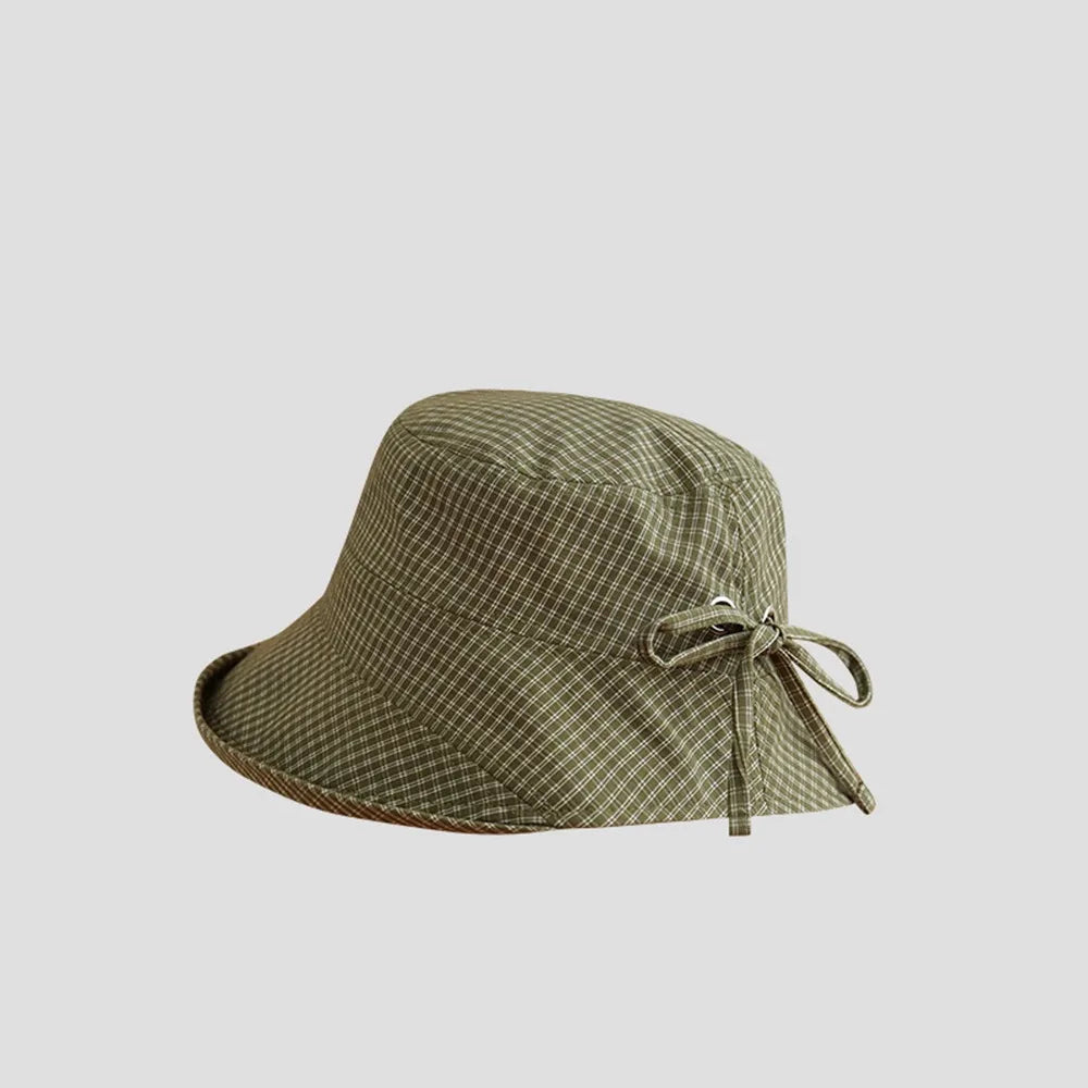 Korean Summer Plaid Bucket Cap