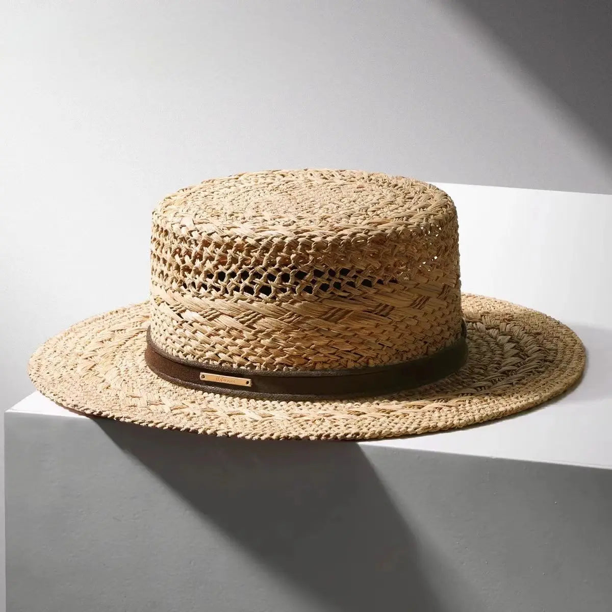 New Summer French Raffia Straw Hat - Hand Woven Hollow Flat