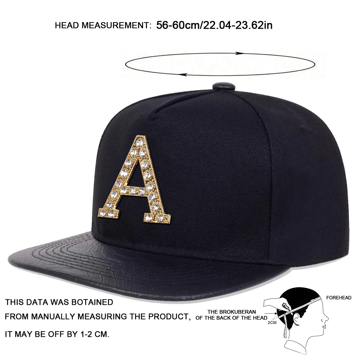 Unisex A Letter Label With Drill Hip-Hop Hats Spring Autum