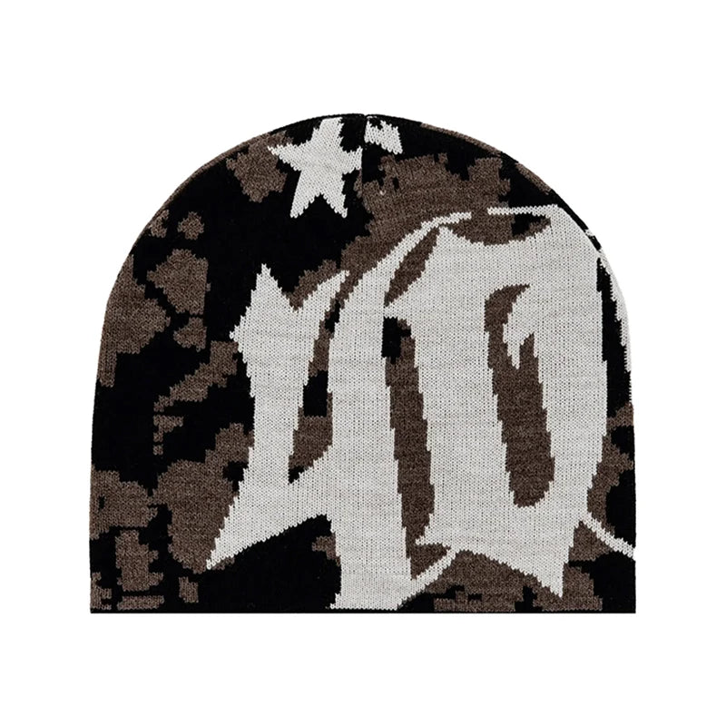 Women Beanie Pussycat Luv Jacquard Korean Winter Warm Knit Vintage Y2k Hats