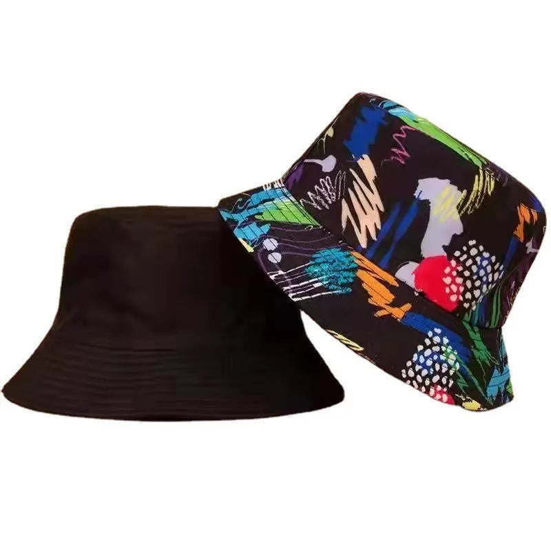 Street Graffiti Men's Bucket Hat Double-Sided Hip Hop Outdoor