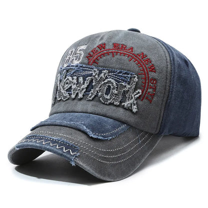 New York Embroidered Washed Distressed Baseball Cap