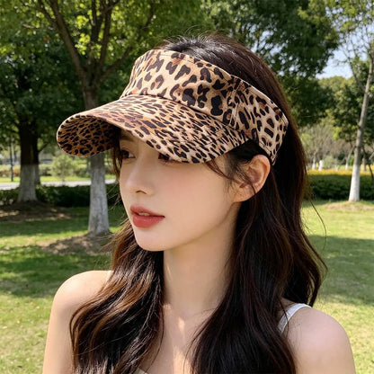 Cute Korean Style Leopard Print Sun Hat
