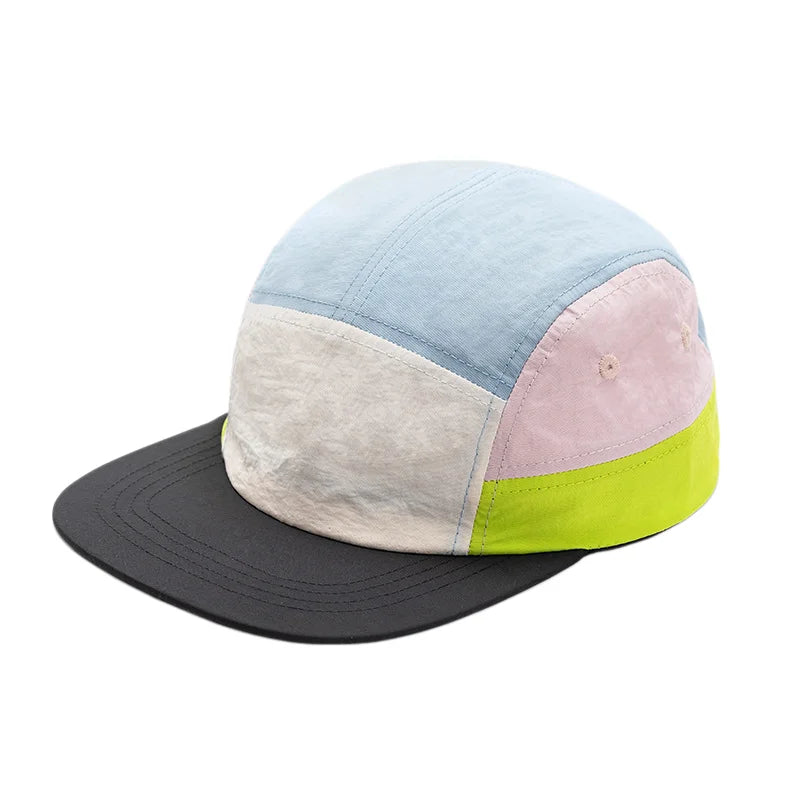 Color Block 5 Panel Cap Men Women UPF50+ Quick Dry Baseball Hat