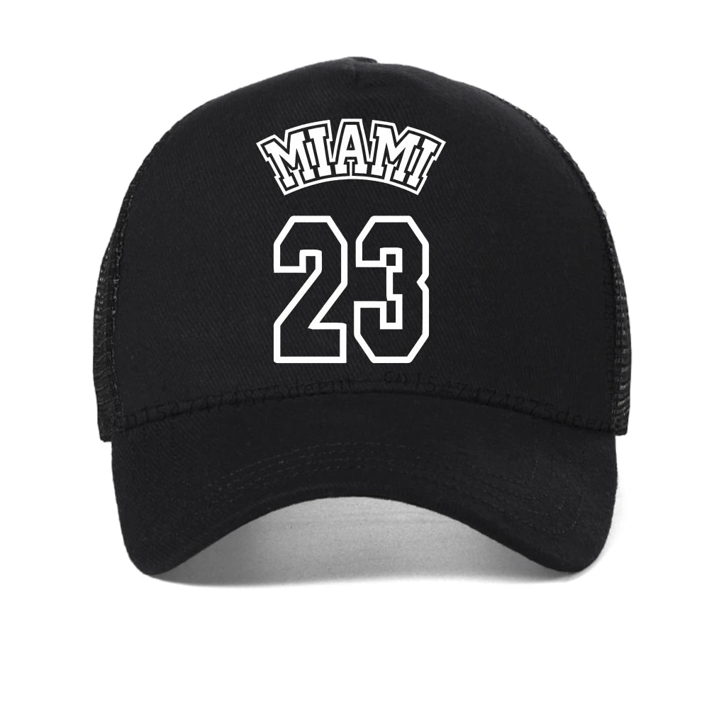 Men's Cap Black Miami 23 Printed Casual Sports Baseball Cap