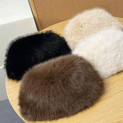 New Fluffy Fur Women's Winter Hat Winter Snow Ski Cap Female Faux Fur Thick Warm