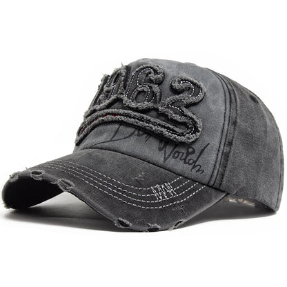 Fashion Vintage Washed Cotton Baseball Cap Men Digit 1962 Embroidery