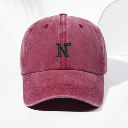 Cotton Washed Vintage Snapback Embroidered Letter N Unisex Baseball Cap