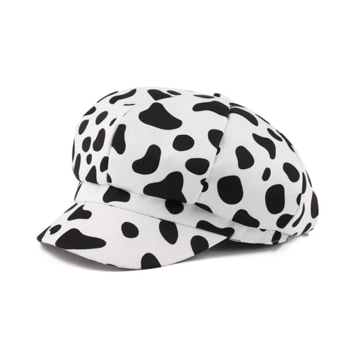 Retro Spot Leopard Print Octagonal Hat Polyester Y2K Women Beret