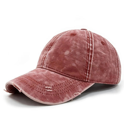 Washed Distressed Texture, Perforated Holes, Glossy Board Baseball Cap
