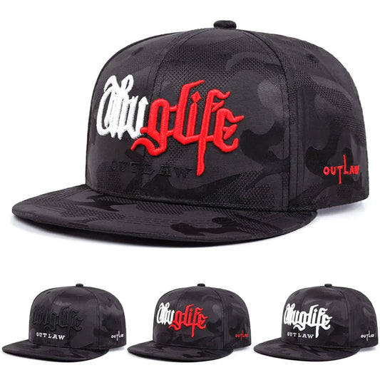 Fashion Personalized New Flat Brimmed Hat Riot Life Embroidered Street Hip Hop Hat