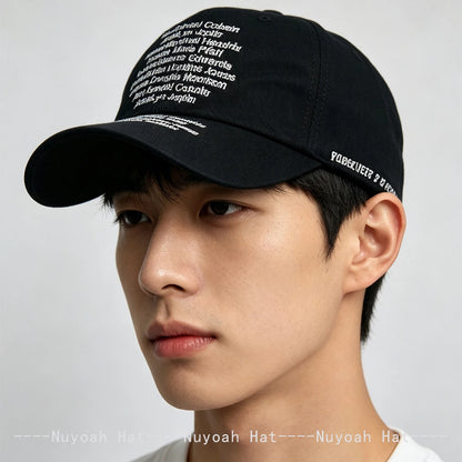 Korean Letter Embroidery Baseball Cap Unisex Retro Peaked Caps Fashionable Outdoor Simple Ins Design