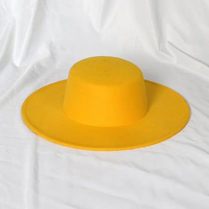 New Oversized Edge Flat Top Hat Retro French Felt Hat
